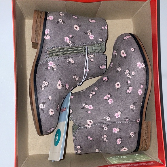 Cat & Jack Other - Cat & Jack Toddler Girl’s Penelope Boots Grey with Pink Floral Print Size 8